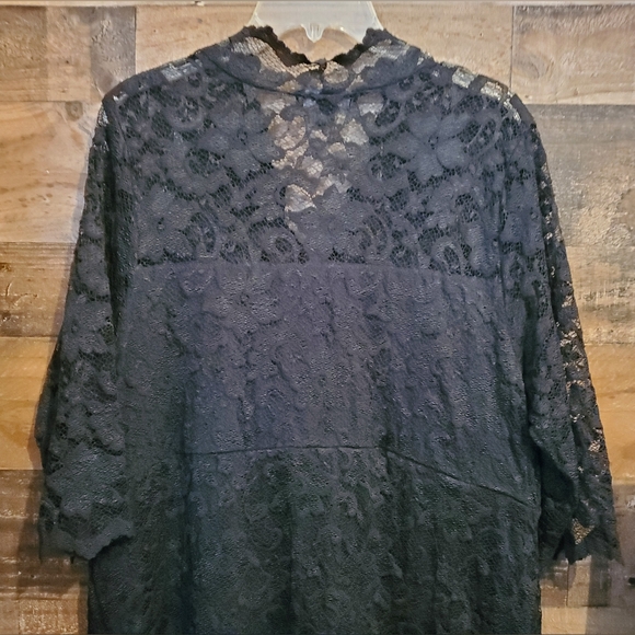 Karen Kane Black Dress Lace Overlay Scallop Hem Cocktail Holiday Party NYE Sz 2X - Picture 6 of 13